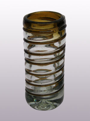 Wholesale Spiral Glassware / 'Amber Spiral' Tequila shot glasses  / Amber colored threads spinned to embrace these gorgeous shot glasses, perfect for parties or enjoying your favorite liquor.